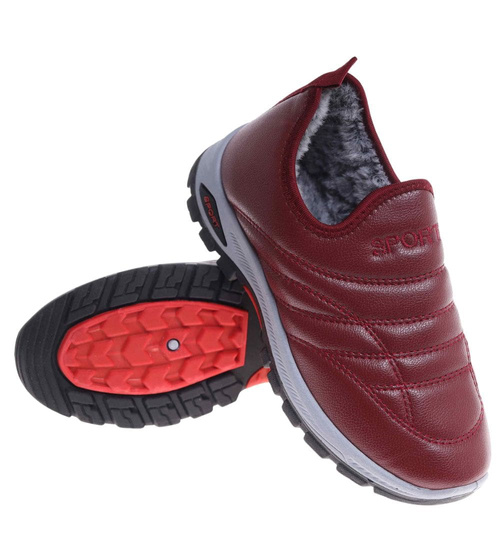 Bordowe buty chłopięce sportowe z ociepleniem /C5-2 18165 T336/
