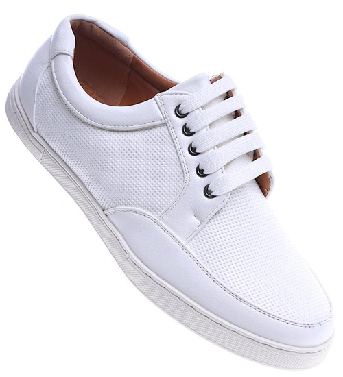 Sznurowane białe trampki męskie /E5-3 13756 T197/