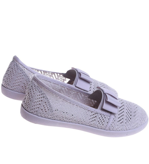 Ażurowe dziewczęce tenisówki Szare /D3-2 13656 T8/