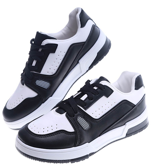 Czarno białe damskie buty sportowe /G5-2 14006 S372/