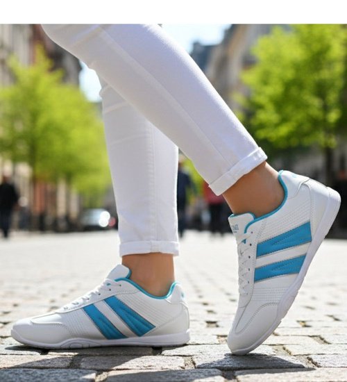 Białe damskie buty sportowe sznurowane ost512