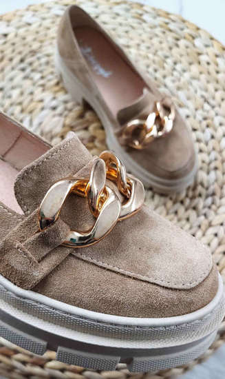 Damskie półbuty ze skóry naturalnej Beżowe /E7-2 9939 S160/