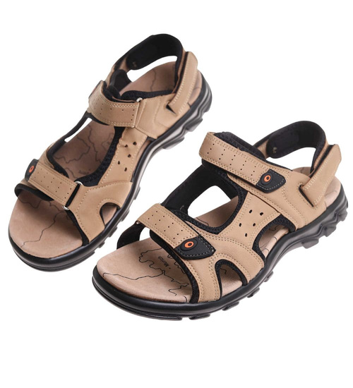 Sandały klapki męskie Beżowe nad wymiar /A9-1 17878 T582/