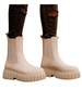 Beżowe botki sztyblety z wysoką cholewką /D2-1 18427 T292/