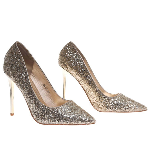 Złote szpilki czółenka damskie /C2-1 18589 G255/