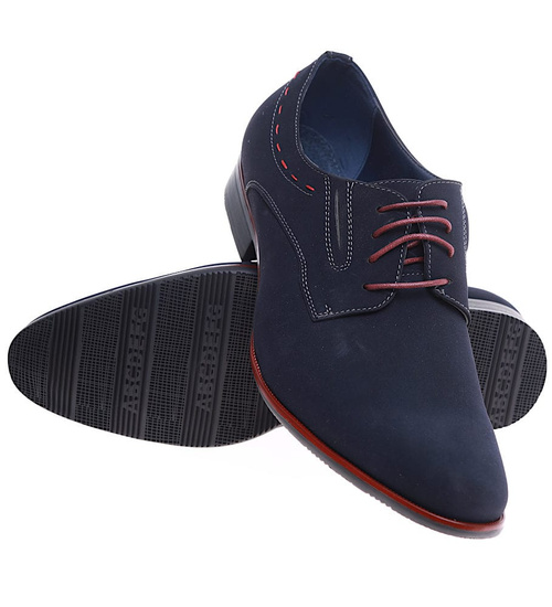 Sznurowane granatowe półbuty męskie /E9-2 15872 S491/