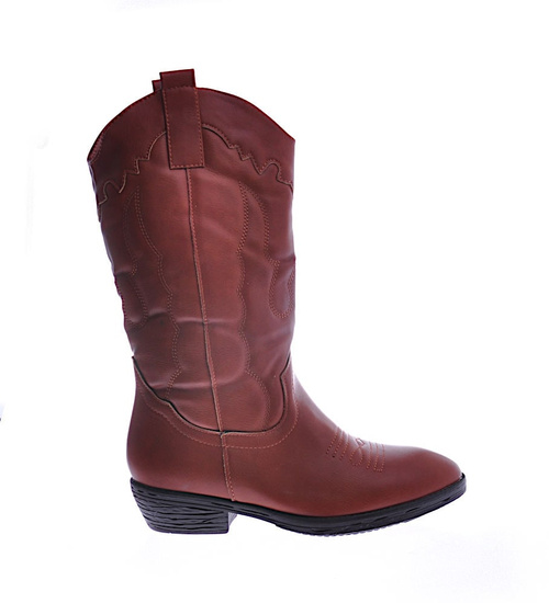 Klasyczne brązowe kozaki z ociepleniem /A8-2 12572 T393/