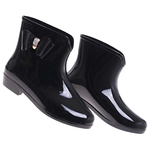 Kalosze damskie z kokardą czarne gumowce /F5-1+H2 18347 T255/