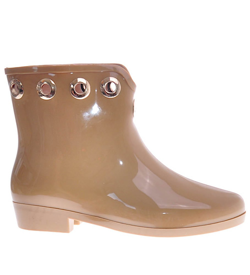 Beżowe kalosze damskie z krótką cholewką /F5-1 12404 S289/