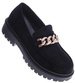 Czarne półbuty loafersy na niskiej platfomie /C7-2 14873 T485/