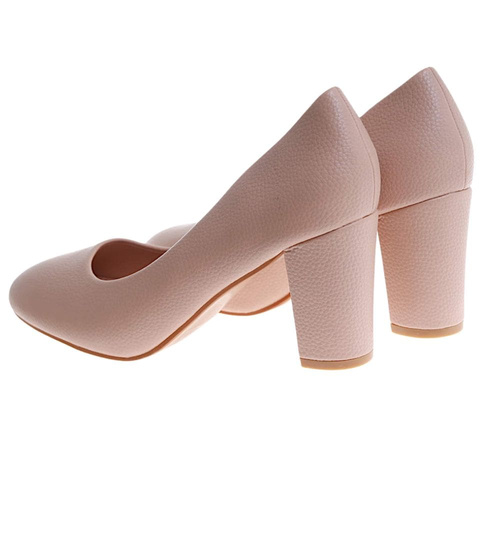 Beżowe czółenka na słupku /C5-3 h2 17748 G157/