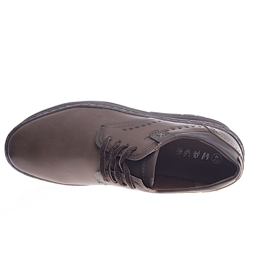 Sznurowane półbuty męskie Brązowe /G3-2 13137 S389/