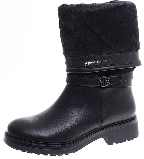 Czarne kozaki płaskie kozaki damskie /E9-1 16918 G285/