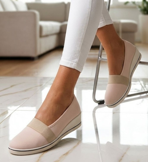 Dziecięce trampki na niskim obcasie Beżowe /F9-1 4818 S089/