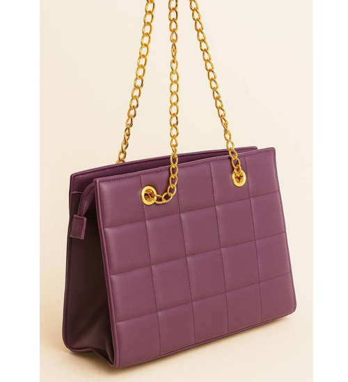 Fioletowa torebka kuferek z łańcuszkiem i paskiem /H2 K28 TB671 G195/