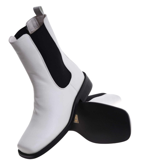 Białe botki sztyblety z ociepleniem /J6-4 H2 18445 T187/