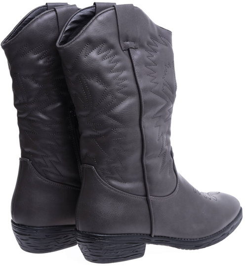 Damskie szare kowbojki ocieplane na niskim obcasie /B6-3 15314 S296/