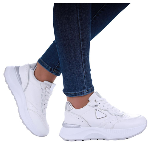 Białe buty sportowe na platformie /G12-2 17379 GF481/