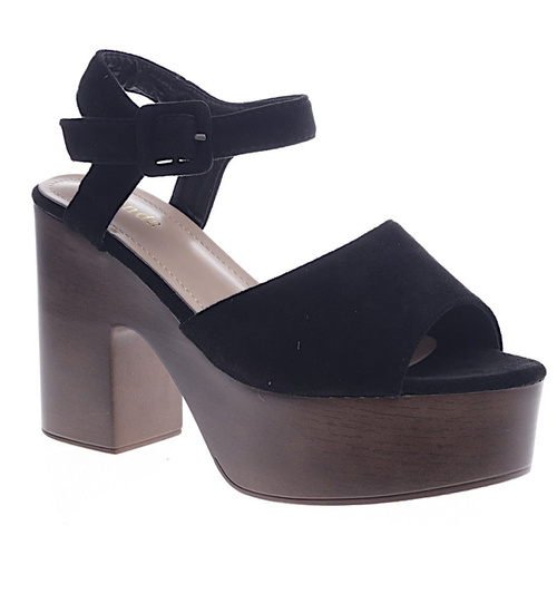 Czarne damskie sandały na platformie /C1-3 13106 T2/