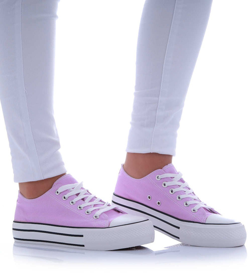 Fioletowe trampki damskie na platformie /A10-3 17464 G230/