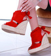 Czerwone sandały espadryle na koturnie /E7-1 14119 T271/