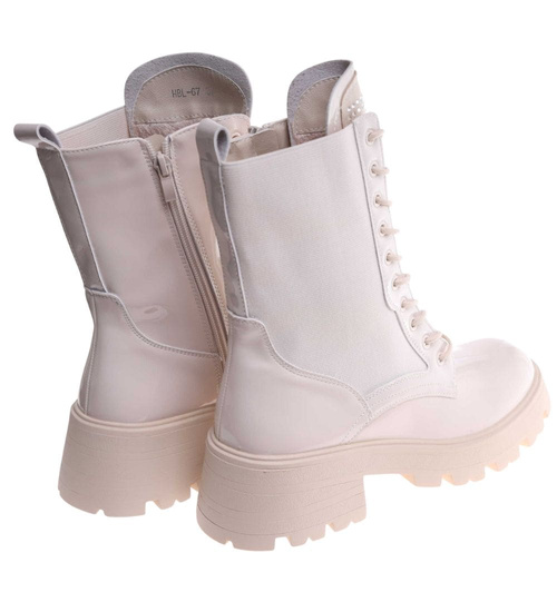 Beżowe botki trapery glany /D2-1 18208 T383/