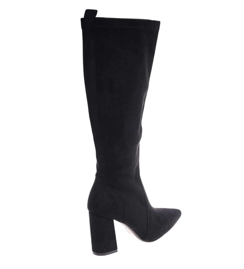 Klasyczne czarne kozaki damskie na obcasie /F3-2 18385 W456/