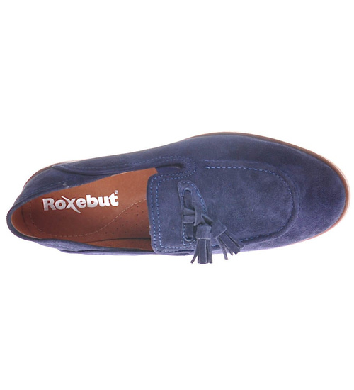 Granatowe mokasyny z zamszowej skóry naturalnej /H1 12037 S123/