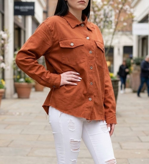 Brązowa koszula damska oversize /H UB814 S235/