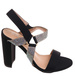 Czarne damskie sandały na słupku z cyrkoniami /B2-1 16084 G18-45/