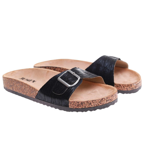  Czarne profilowane klapki damskie /G7-2  17715 T182/