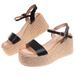 Sandały damskie na koturnie i platformie Czarne espadryle /G9-3 17904 G187/