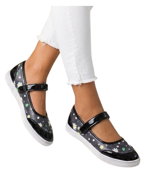 Czarne dziewczęce baleriny z  paseczkiem /A6-2 14942 S089/