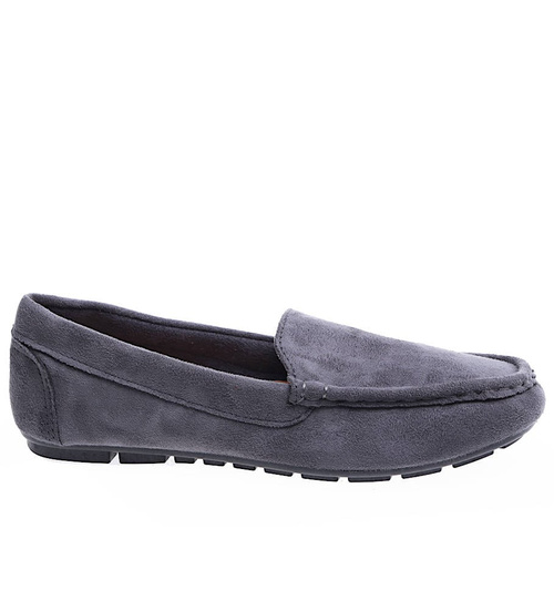 Szare zamszowe półbuty balerinki lordsy /F6-2 15629 T187/