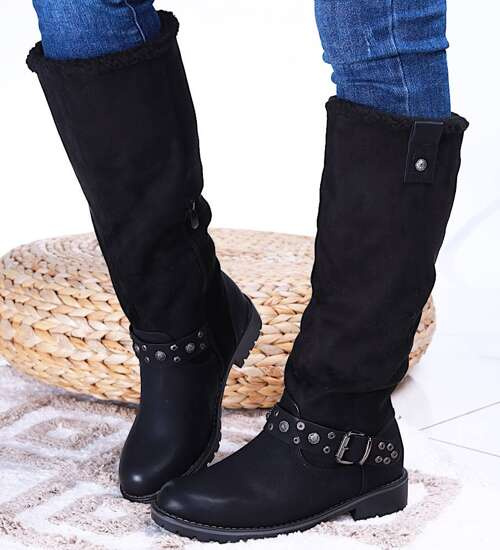 Ocieplane zimowe kozaki damskie Czarne /G3-1 15286 T426/ Ocieplane zimowe kozaki damskie Czarne /G3-1 15286 T426/