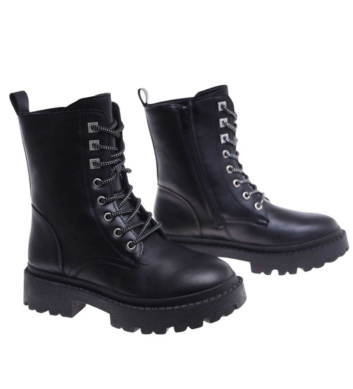 Czarne botki trapery glany /G4-1 18348 T485/