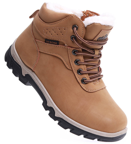 Grubo ocieplane camelowe buty trekkingowe /F4-2 15323 T631/