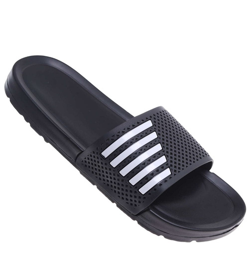 Czarne wodoodporne klapki męskie plażowe /A10-1 18371 T188/