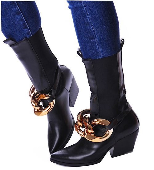 Krótkie kozaki sztyblety z łańcuchem /A3-3 13045 S16-6/