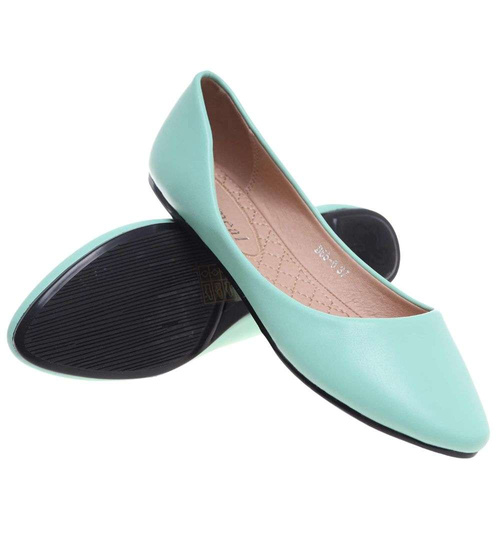 Pastelowe seledynowe balerinki damskie /F10-2 18735 T087/