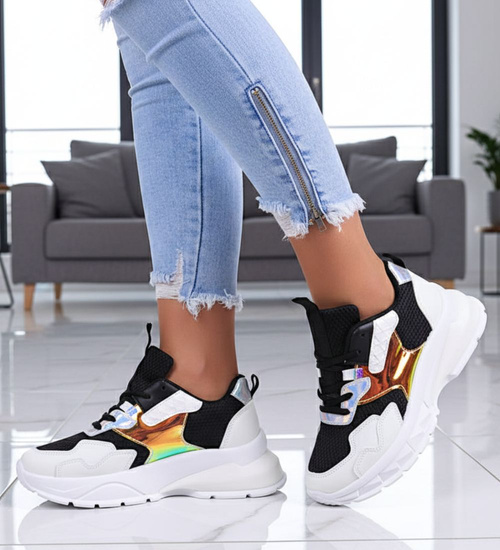 Damskie buty sportowe na platformie białe /G3-3 12396 T298/