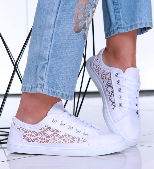 Koronkowe ażurowe białe tenisówki /G12-2 16290 T287/