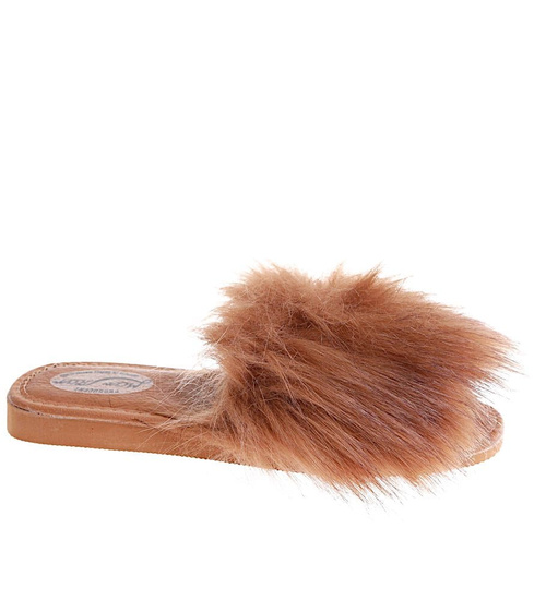 Rude damskie klapki z kudłatym futerkiem Premium /F8-1 11399 S292/