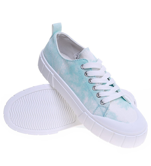 Niebieskie niskie trampki damskie z tkaniny /E2-2 15966 G157/