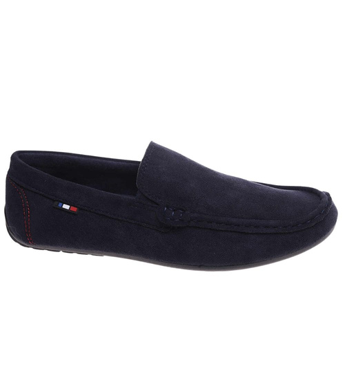 Granatowe wsuwane mokasyny półbuty /G10-3 18063 T386 +H2/