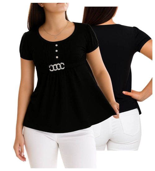 Czarna koszulka bluzka damska z guziczkami /H2-K5 UB945 S0/