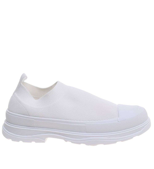 Białe trampki na platformie wsuwane /J5-2 18722 T7/