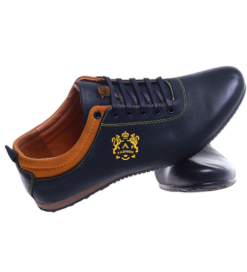 Sznurowane czarne półbuty chłopięce /E1-2 14990 T165/