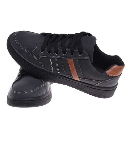 Czarne sznurowane męskie trampki /E9-2 14852 T399/