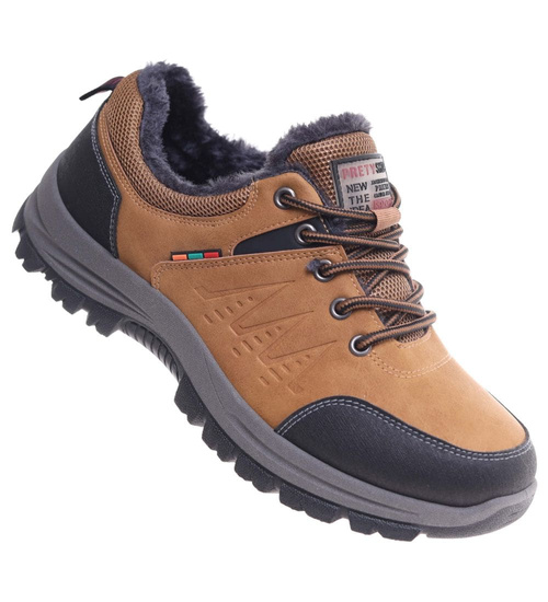 Grubo ocieplone wiązane buty trekkingowe Camel /C3-2 18469 T582/